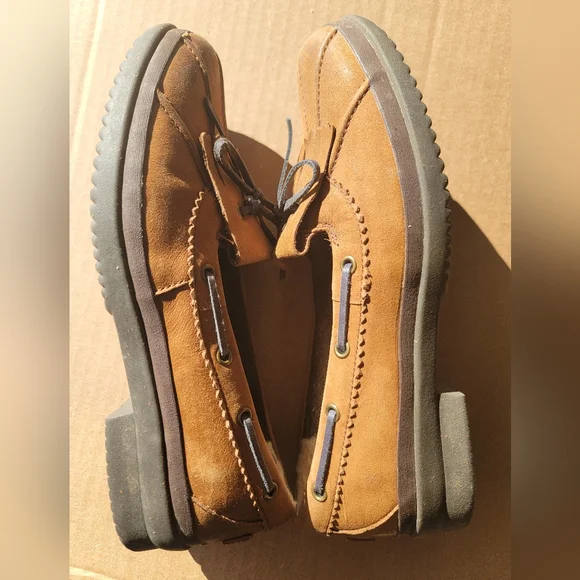 UGG Womens Haylie Brown Leather Shearling Fur Boat Shoes - Picture 4 of 9